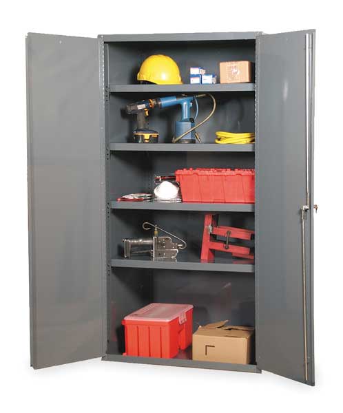 14 ga. ga. Steel Storage Cabinet, 36 in W, 72 in H, Stationary