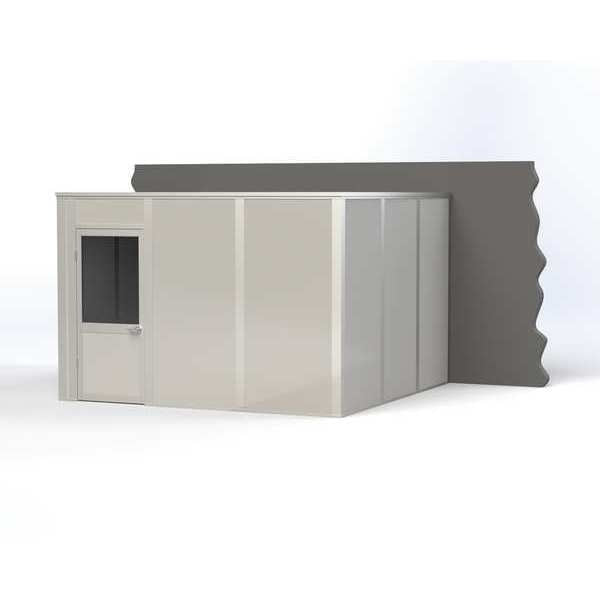3-Wall Modular In-Plant Office, 8 ft H, 12 ft W, 12 ft D, Gray