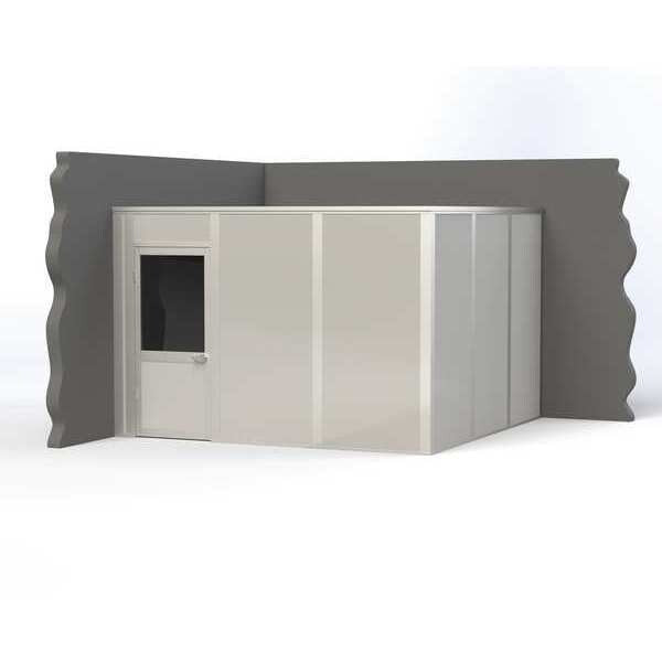 2-Wall Modular In-Plant Office, 8 ft H, 12 ft W, 12 ft D, Gray
