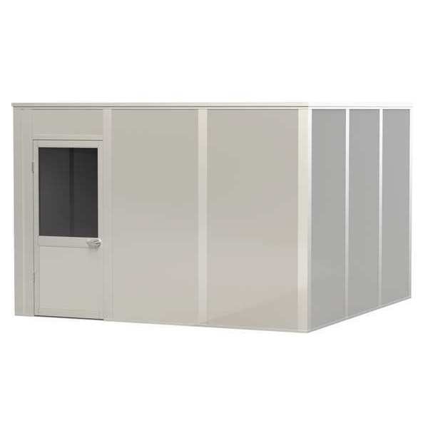 4-Wall Modular In-Plant Office, 8 ft H, 12 ft W, 12 ft D, Gray