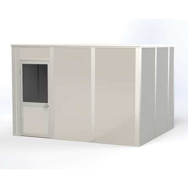 4-Wall Modular In-Plant Office, 8 ft H, 12 ft W, 10 ft D, Gray