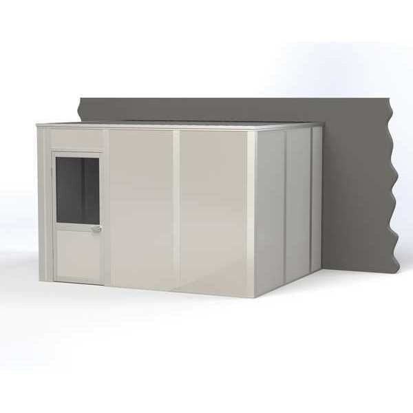 3-Wall Modular In-Plant Office, 8 ft H, 12 ft W, 10 ft D, Gray