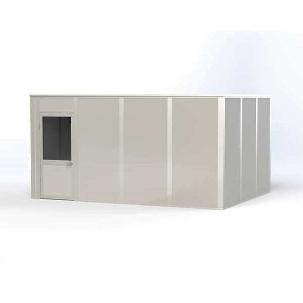 4-Wall Modular In-Plant Office, 8 ft H, 16 ft W, 12 ft D, Gray