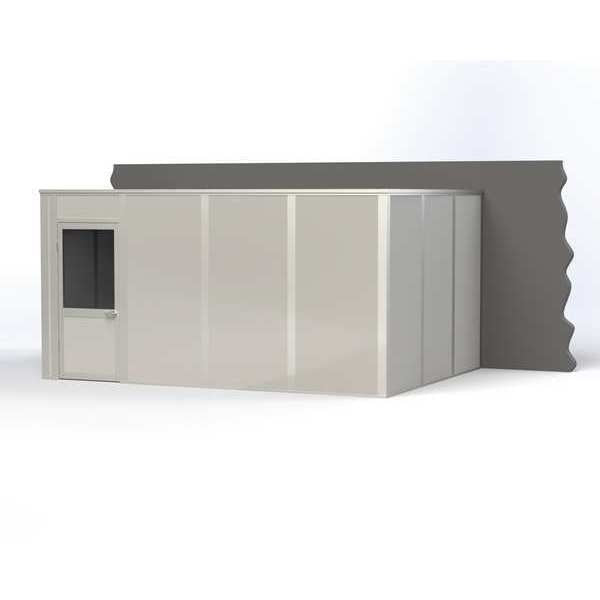 3-Wall Modular In-Plant Office, 8 ft H, 16 ft W, 12 ft D, Gray