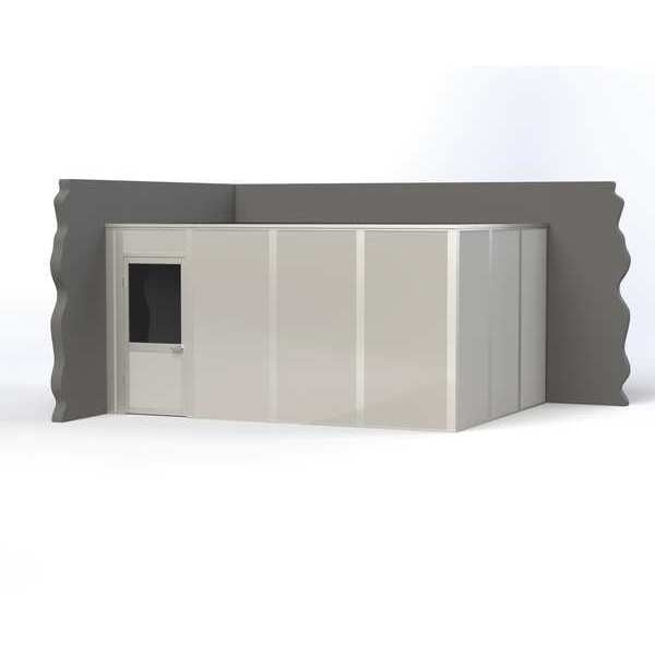 2-Wall Modular In-Plant Office, 8 ft H, 16 ft W, 12 ft D, Gray