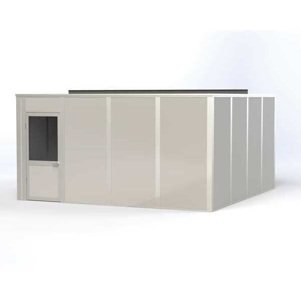 4-Wall Modular In-Plant Office, 8 ft H, 16 ft W, 16 ft D, Gray