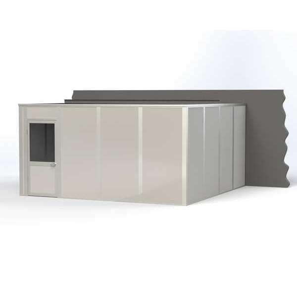 3-Wall Modular In-Plant Office, 8 ft H, 16 ft W, 16 ft D, Gray