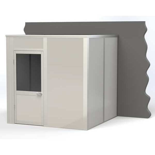 3-Wall Modular In-Plant Office, 8 ft H, 8 ft W, 8 ft D, Gray