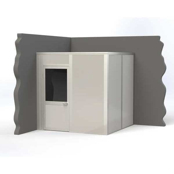 2-Wall Modular In-Plant Office, 8 ft H, 8 ft W, 8 ft D, Gray