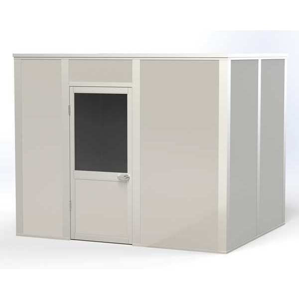 4-Wall Modular In-Plant Office, 8 ft H, 10 ft W, 8 ft D, Gray