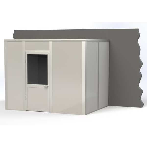 3-Wall Modular In-Plant Office, 8 ft H, 10 ft W, 8 ft D, Gray