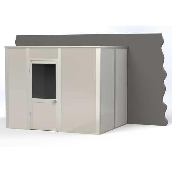 3-Wall Modular In-Plant Office, 8 ft H, 10 ft W, 8 ft D, Gray