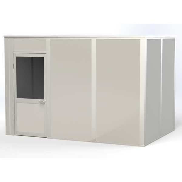 4-Wall Modular In-Plant Office, 8 ft H, 12 ft W, 8 ft D, Gray
