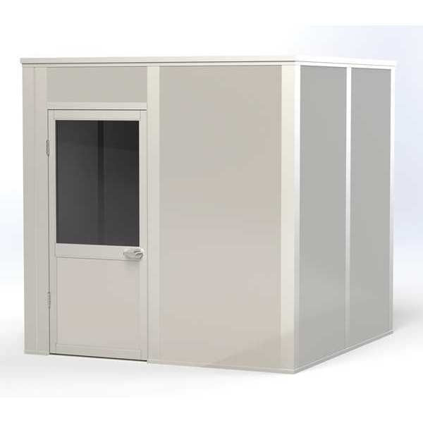 4-Wall Modular In-Plant Office, 8 ft H, 8 ft W, 8 ft D, Gray