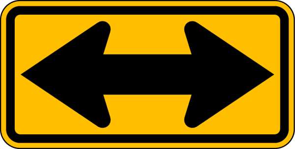 Double Arrow Traffic Sign, 12 in Height, 24 in Width, Aluminum, Horizontal Rectangle, No Text