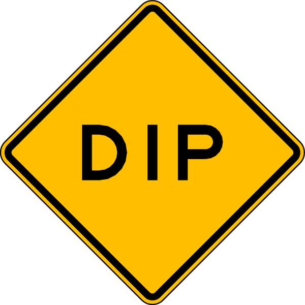 Dip Traffic Sign, 12 in Height, 12 in Width, Aluminum, Diamond, English