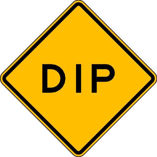 Dip Traffic Sign, 24 in Height, 24 in Width, Aluminum, Diamond, English