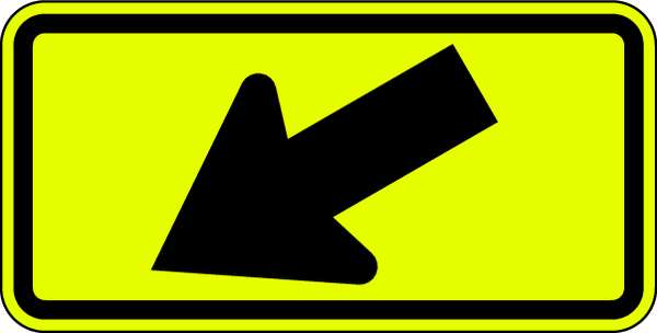 Left Downward Arrow Traffic Sign, 24 in Height, 12 in Width, Aluminum, Vertical Rectangle, No Text