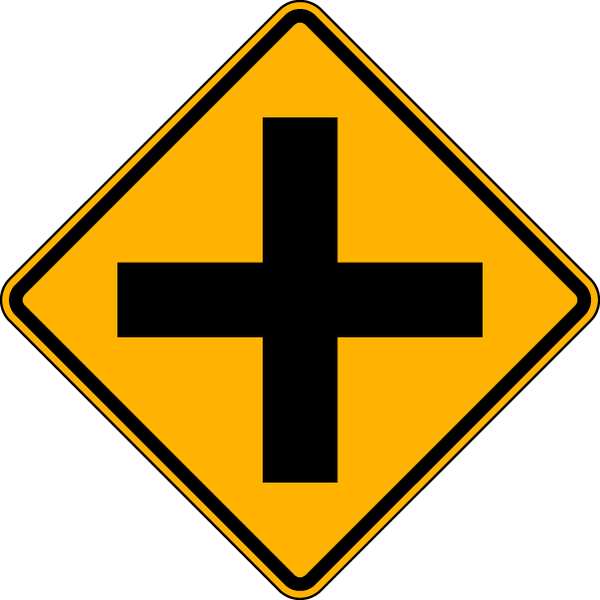 Cross Intersection Traffic Sign, 24 in Height, 24 in Width, Aluminum, Diamond, No Text