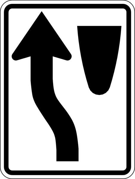Merge Left Traffic Sign, 24 in Height, 18 in Width, Aluminum, Vertical Rectangle, No Text
