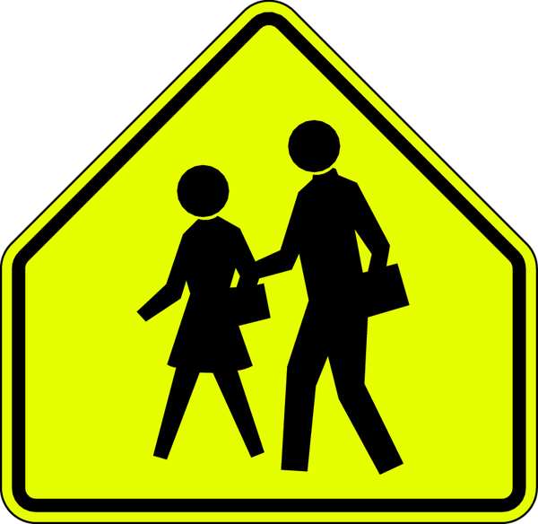 School Crossing Pictogram Traffic Sign, 30 in H, 30 in W, Aluminum, Pentagon, No Text, S1-1-30SYGA