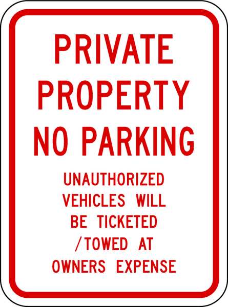 Private Property No Parking Sign, 24