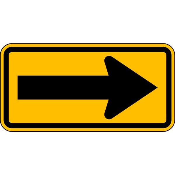 Arrow Traffic Sign, 12 in H, 24 in W, Aluminum, Horizontal Rectangle, No Text, W1-6-24HA