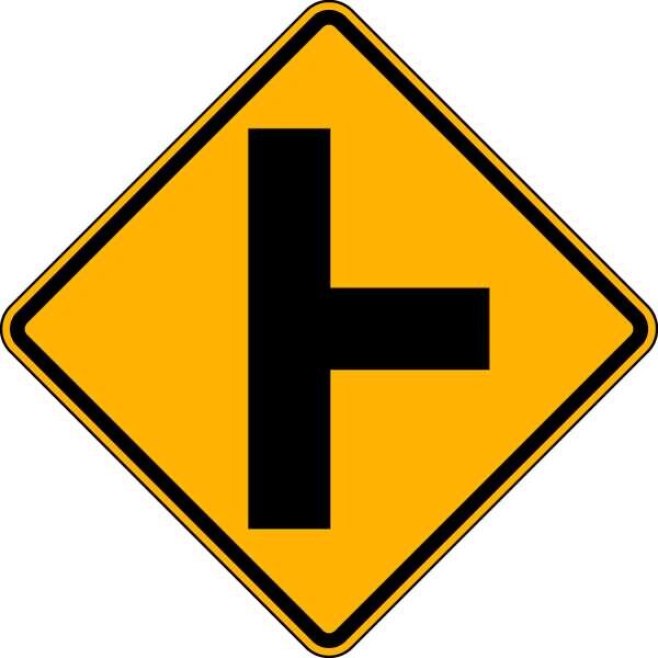 Side Road Intersection Traffic Sign, 24 in Height, 24 in Width, Aluminum, Diamond, No Text