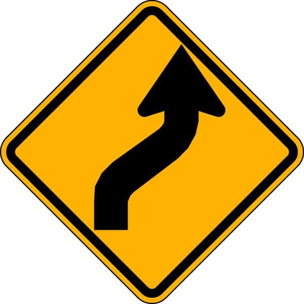 Reverse Curve Right Traffic Sign, 12 in Height, 12 in Width, Aluminum, Diamond, No Text