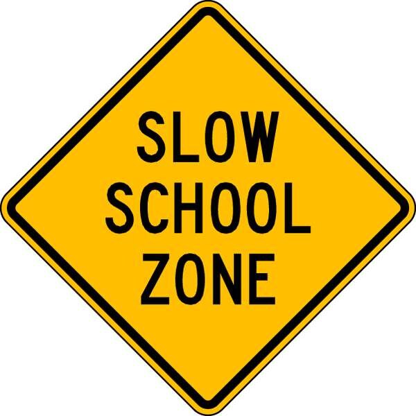 Slow School Zone Traffic Sign, 24 in H, 24 in W, Aluminum, Diamond, English, S3-5-24HA