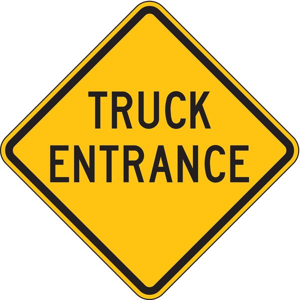 Truck Entrance Traffic Sign, 24 in H, 24 in W, Aluminum, Diamond, English, LW2-X12T-24HA