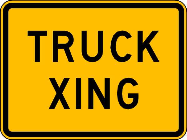 Truck Xing Traffic Sign, 18 in H, 24 in W, Aluminum, Horizontal Rectangle, English, W11-10P-24HA