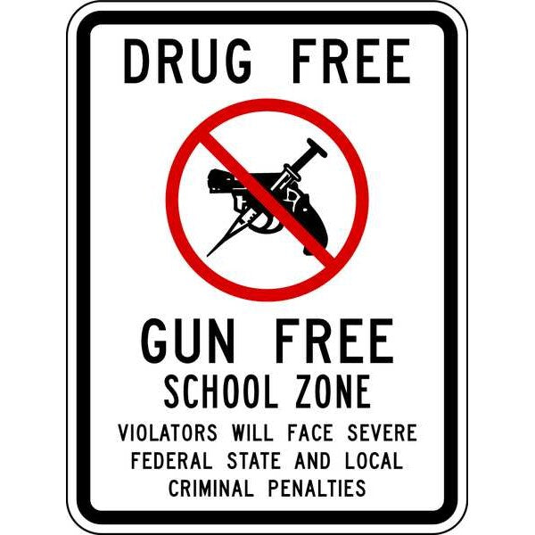 School Zone Sign, 18 in H, 12 in W, Aluminum, Vertical Rectangle, English, DF-026-12HA