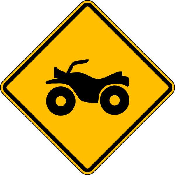 ATV Crossing Traffic Sign, 24 in Height, 24 in Width, Aluminum, Diamond, No Text