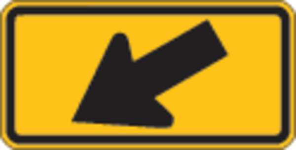 Left Downward Arrow Traffic Sign, 12 in Height, 24 in Width, Aluminum, Horizontal Rectangle