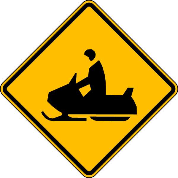 Snowmobile Crossing Traffic Sign, 24 in Height, 24 in Width, Aluminum, Diamond, No Text