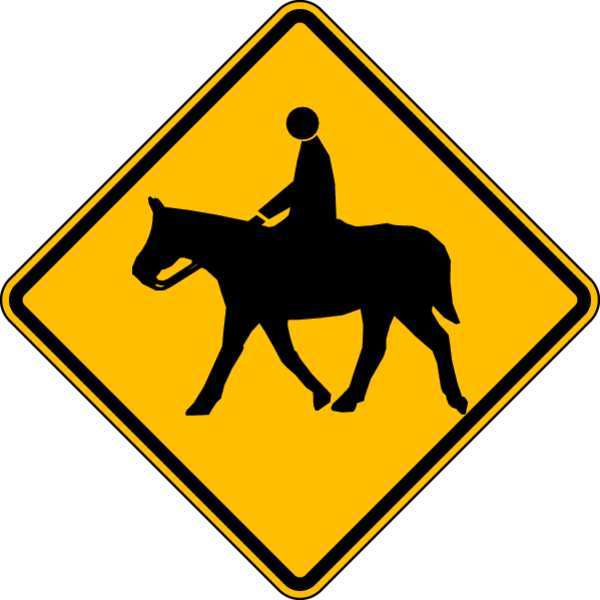 Horse Crossing Pictogram Traffic Sign, 24 in H, 24 in W, Aluminum, Diamond, No Text, W11-7-24HA