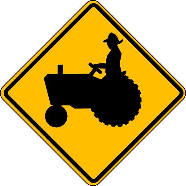 Farm Equipment Pictogram Traffic Sign, 24 in H, 24 in W, Aluminum, Diamond, No Text, W11-5-24HA