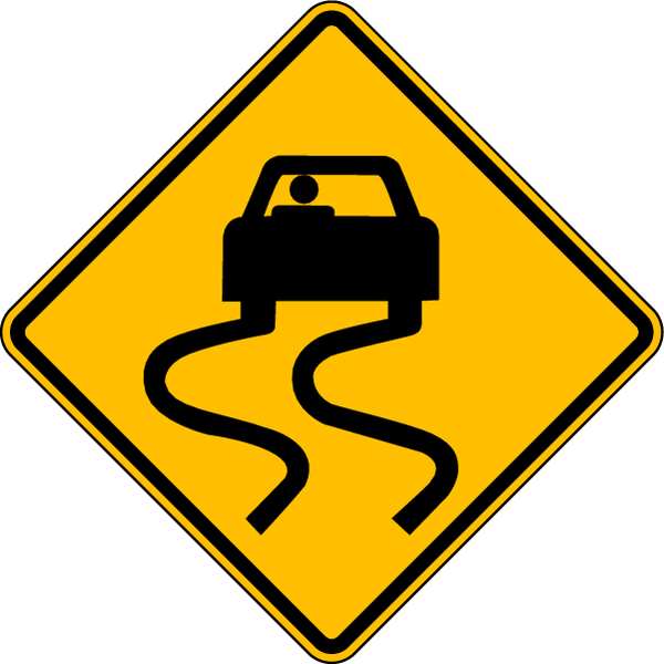 Slippery When Wet Traffic Sign, 24 in Height, 24 in Width, Aluminum, Square, No Text