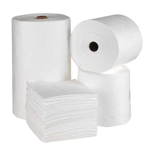 Sorbents, 62 gal/pk, Oil Absorbed, White, Polypropylene, 2 PK