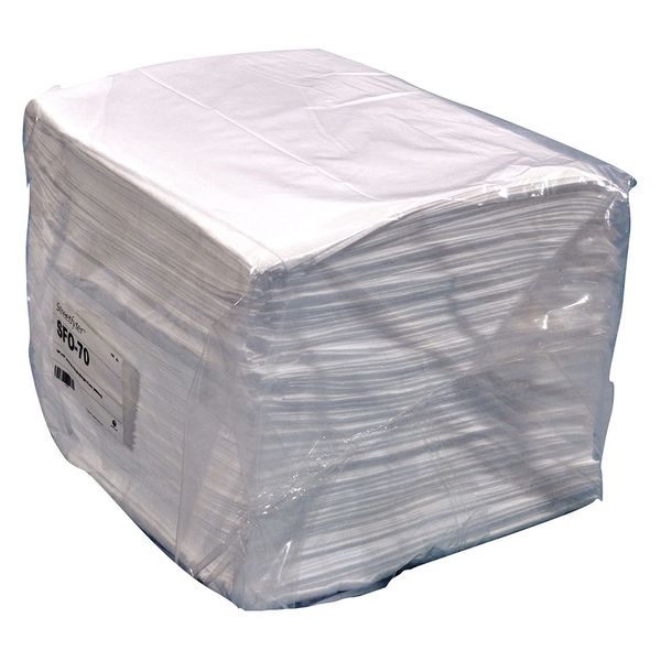 Sorbents, 30 gal/pk, 0.15 gal/pad, Oil Absorbed, White, Polypropylene, 200 PK