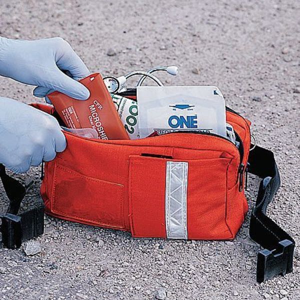 Fanny Pack, Nylon, 4 Pockets, Red, 5 1/2 in Height