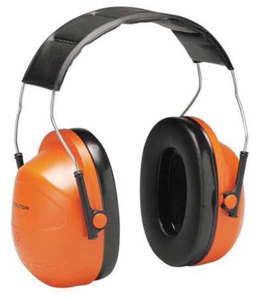 Over-the-Head Ear Muffs, 24 dB, Peltor Hi-Viz, Black/Orange