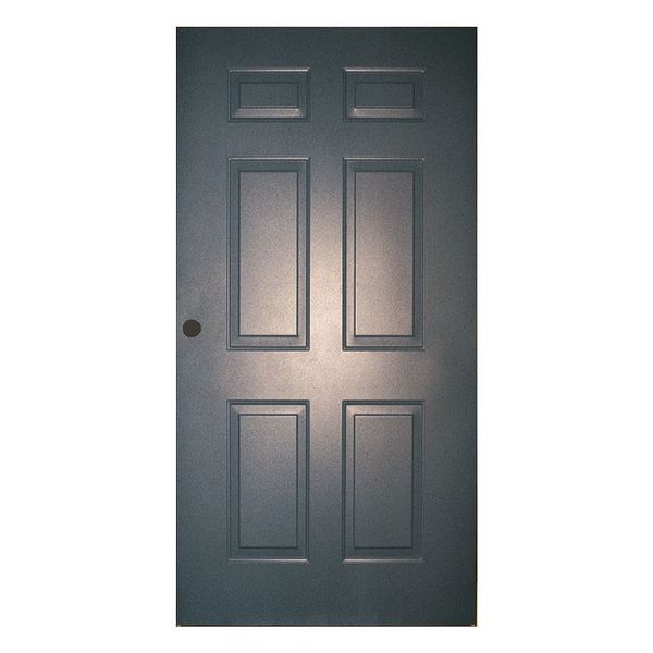 Six Panel Security Door, 84 in H, 36 in W, 1 3/4 in Thick, 18-gauge steel, Type: Embossed Steel