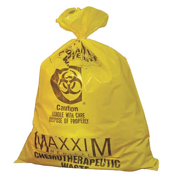 Chemo Waste Bags, 14 gal., Yellow, PK100