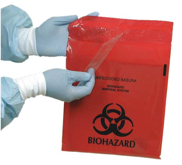 Biohazard Bags, 1 gal., Red, PK100