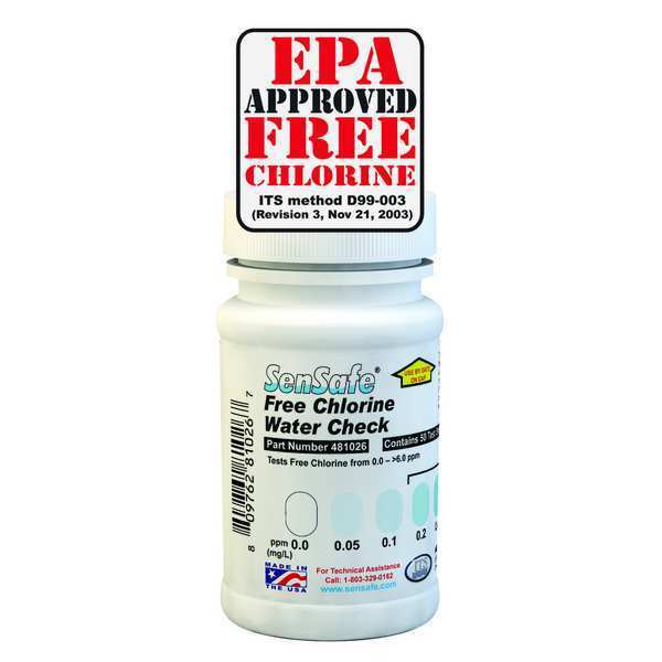 Test Strips, Free Chlorine, 0 to 6.0ppm