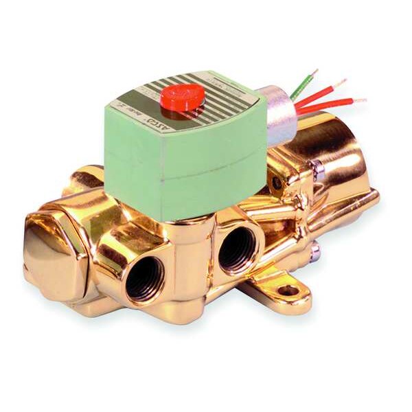 120V AC Brass Solenoid Valve, Universal, 1/2 in Pipe Size