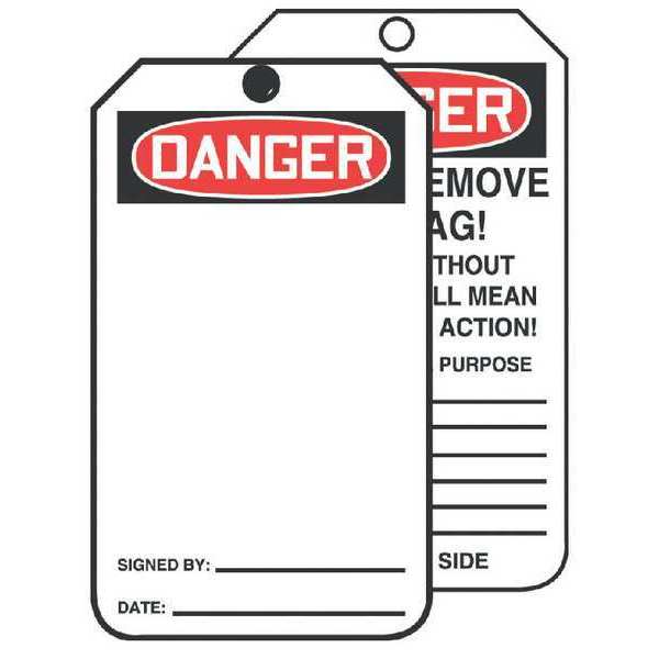 Danger Tag, 6-1/4 x 3 In, Cardstock, PK250