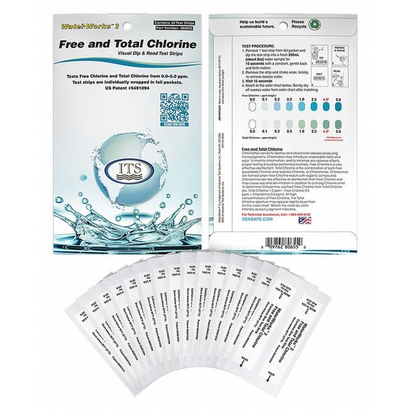 Test Strips, Chlorine, 0-5ppm, PK30
